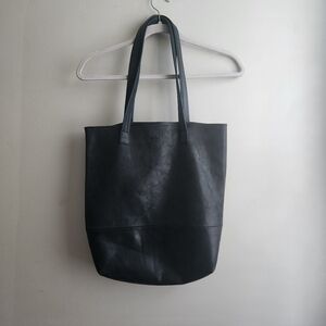 Black Leather Tote Shoulder Bag